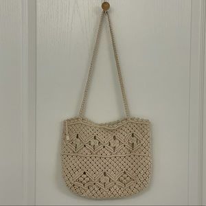 Crochet Cream Tote Bag